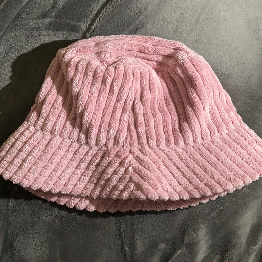 A light pink bucket hat